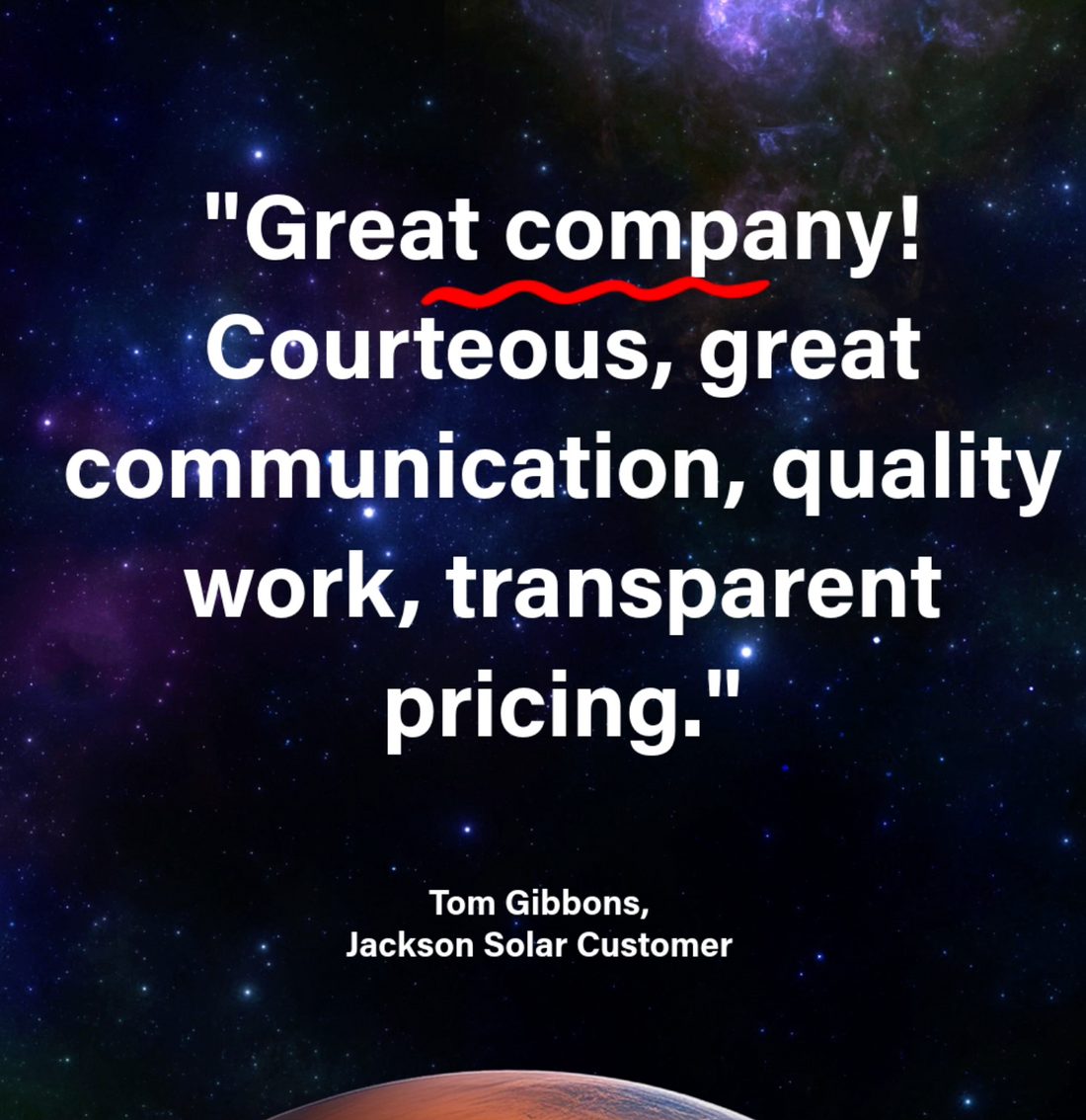 Jackson Solar 5 Star Google Review