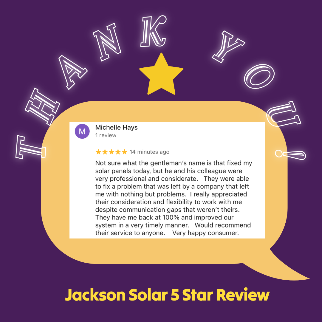 5 Star Review for Jackson Solar